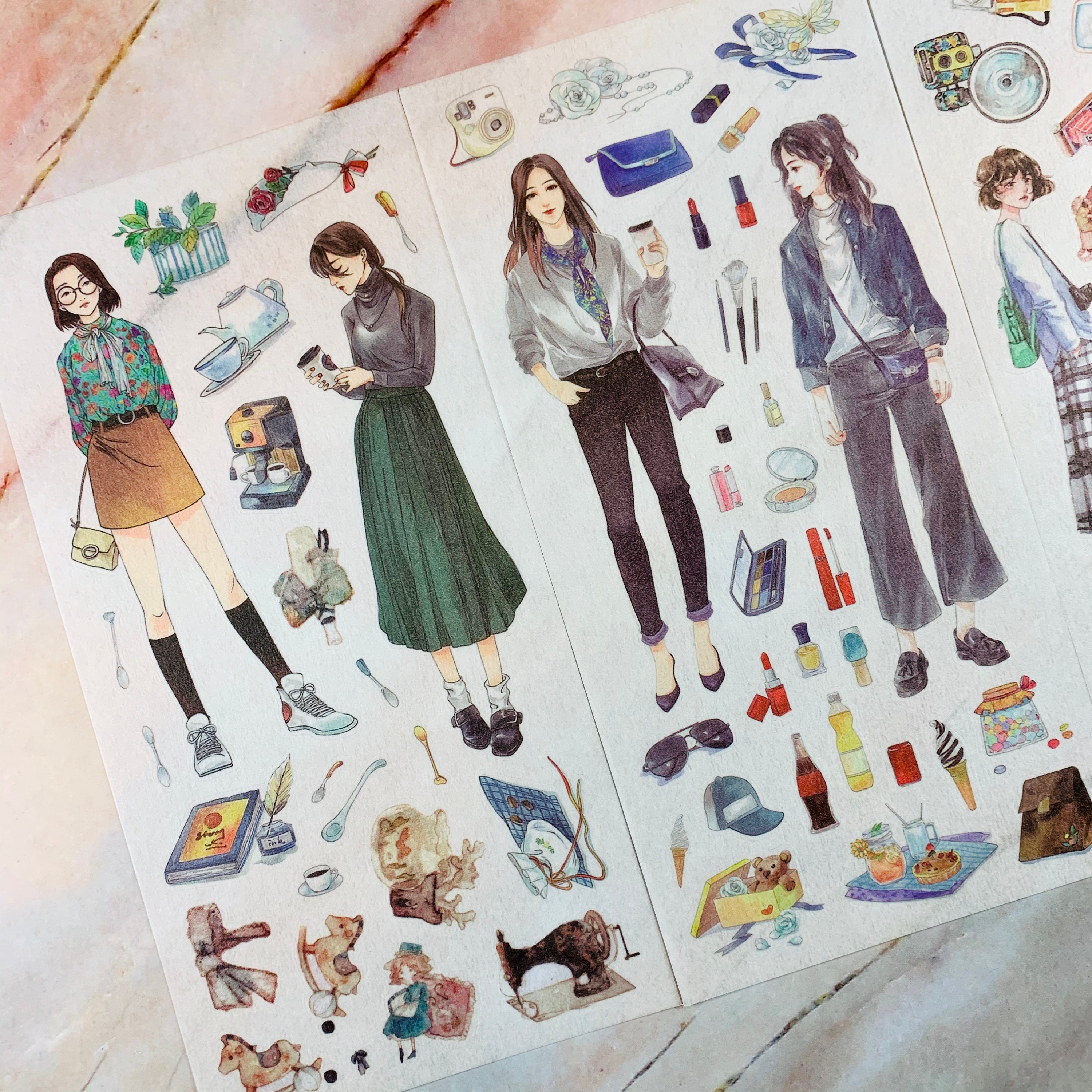 Planner Washi Sticker Sheet 12 Sheets Fashion Planner Sticker Make Up Sticker Men Fashion