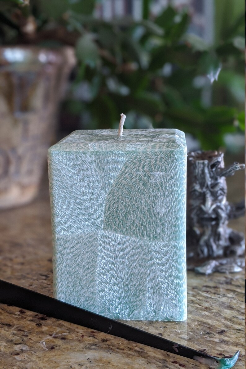 Seafoam Green Square Pillar Candle. Scented or Unscented Etsy