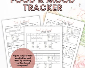 Rastreador de alimentos y estado de ánimo imprimible en rosa / Herramientas de bienestar holístico para mamás / Rastreador digital de sensibilidad alimentaria