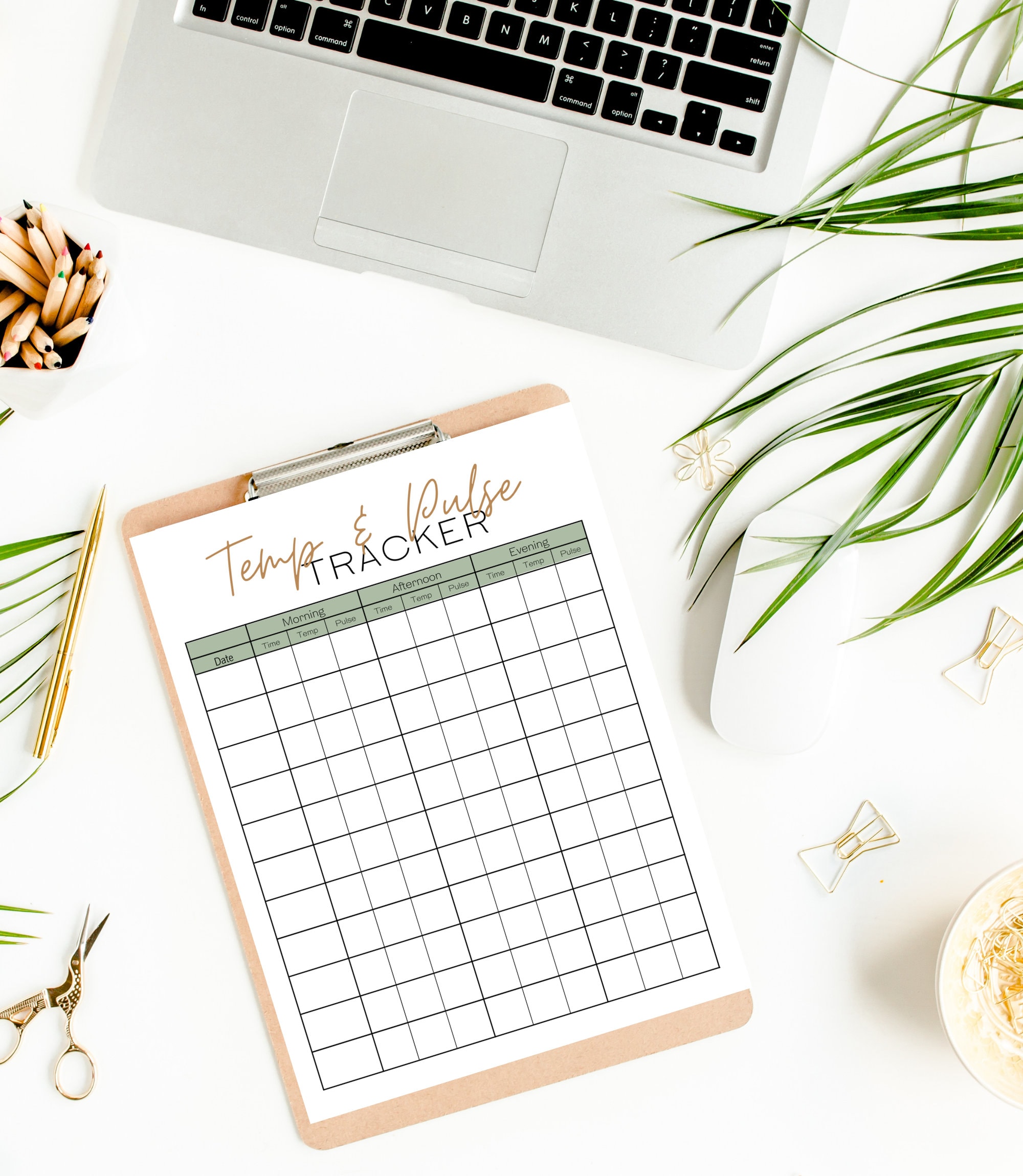 Boho Temp and Pulse Tracker | Printable Metabolism Wellness Tracker | Basal Body Temperature ...
