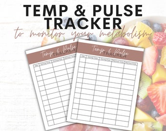 Rose Temp and Pulse Tracker | Printable Metabolism Wellness Tracker | Pro Metabolic Tracker