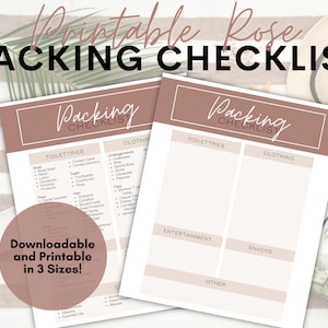 Rose Packing Checklist | Printable Packing List Template | Editable Packing List for Travel