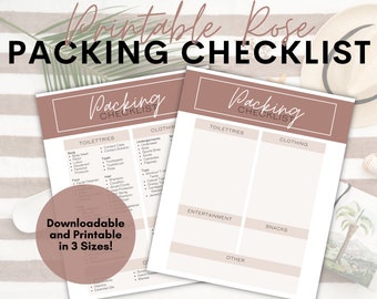 Rose Packing Checklist | Printable Packing List Template | Editable Packing List for Travel