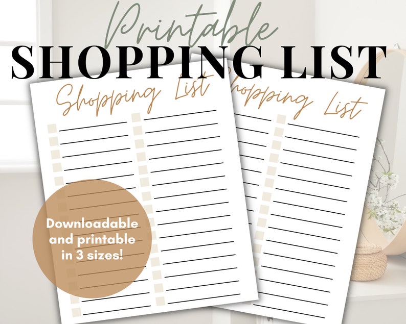 Boho Shopping List Printable Mom Planner Page Copper Shopping List Template for Household Binder Shopping List A5, A4, and Letter Size image 1