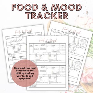 Pink and Beige Food & Mood Tracker | Printable Food Sensitivity Journal | Digital Food Tracker