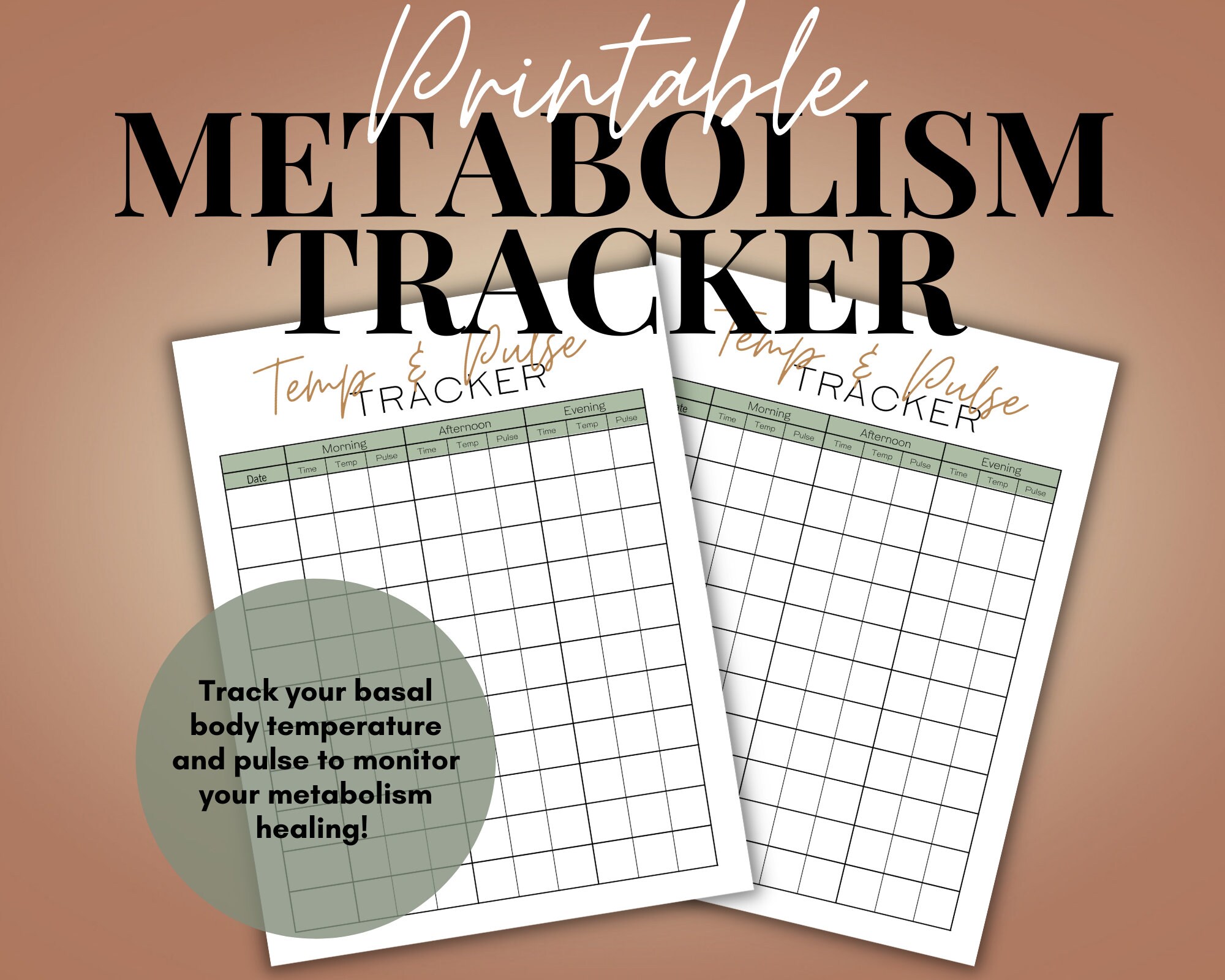 Boho Temp and Pulse Tracker | Printable Metabolism Wellness Tracker | Basal Body Temperature ...