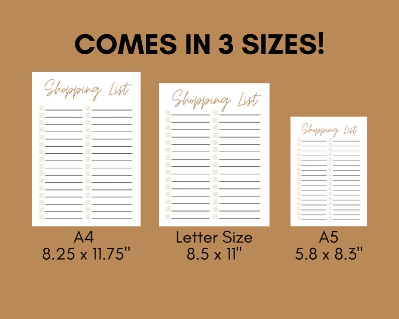 Boho Shopping List Printable Mom Planner Page Copper Shopping List Template for Household Binder Shopping List A5, A4, and Letter Size image 5