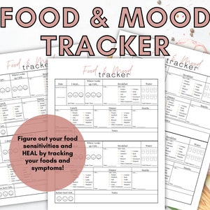 Pink and Beige Food & Mood Tracker | Printable Food Sensitivity Journal | Digital Food Tracker