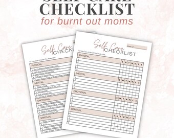 Checkliste für tägliche Selbstfürsorge | Druckbare Hilfsmittel für ganzheitliches Wohlbefinden für Frauen | Stressbewältigungsübungen zur Burnout-Prävention