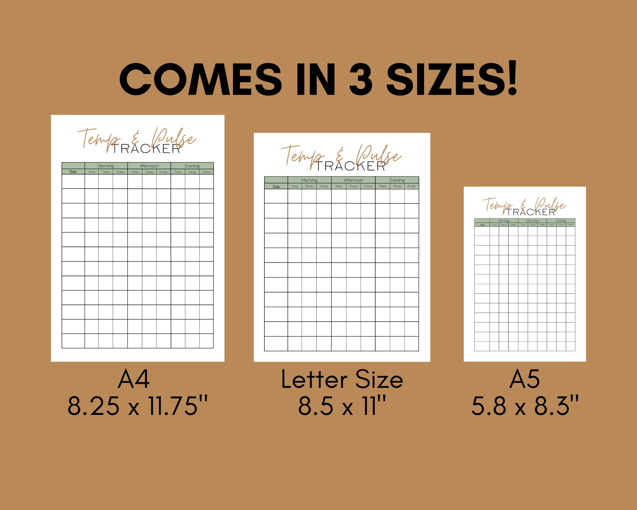 Boho Temp and Pulse Tracker | Printable Metabolism Wellness Tracker | Basal Body Temperature ...