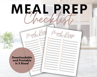 Rose Printable Meal Prep Checklist | Meal Prep Template | Pink Meal Prep Planner Digital