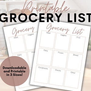 Meal Plan Printable | Rose Grocery List & Shopping List Template for Organized Grocery Shopping