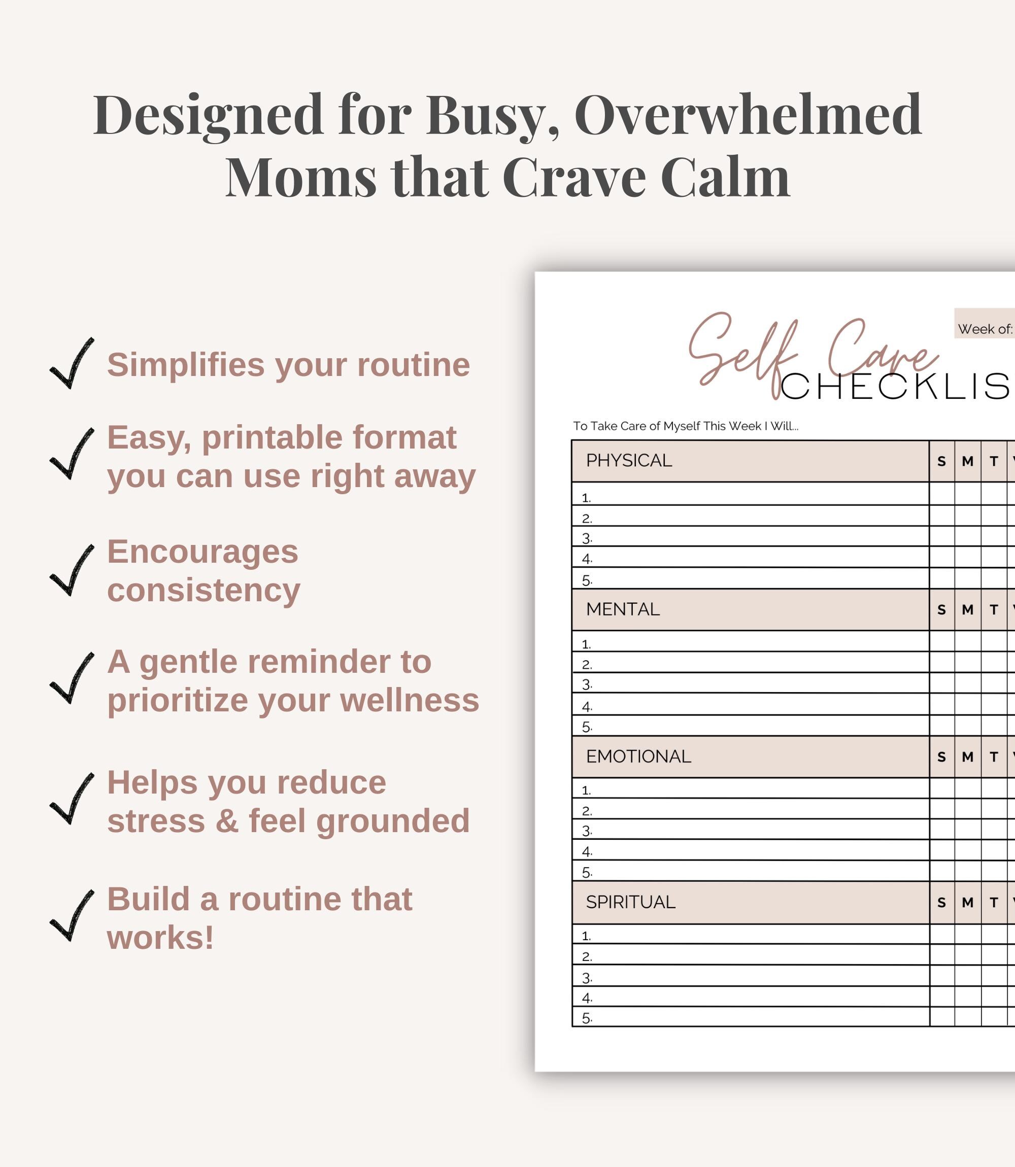Daily Self Care Checklist | Printable Holistic Wellness Tools for Women ...
