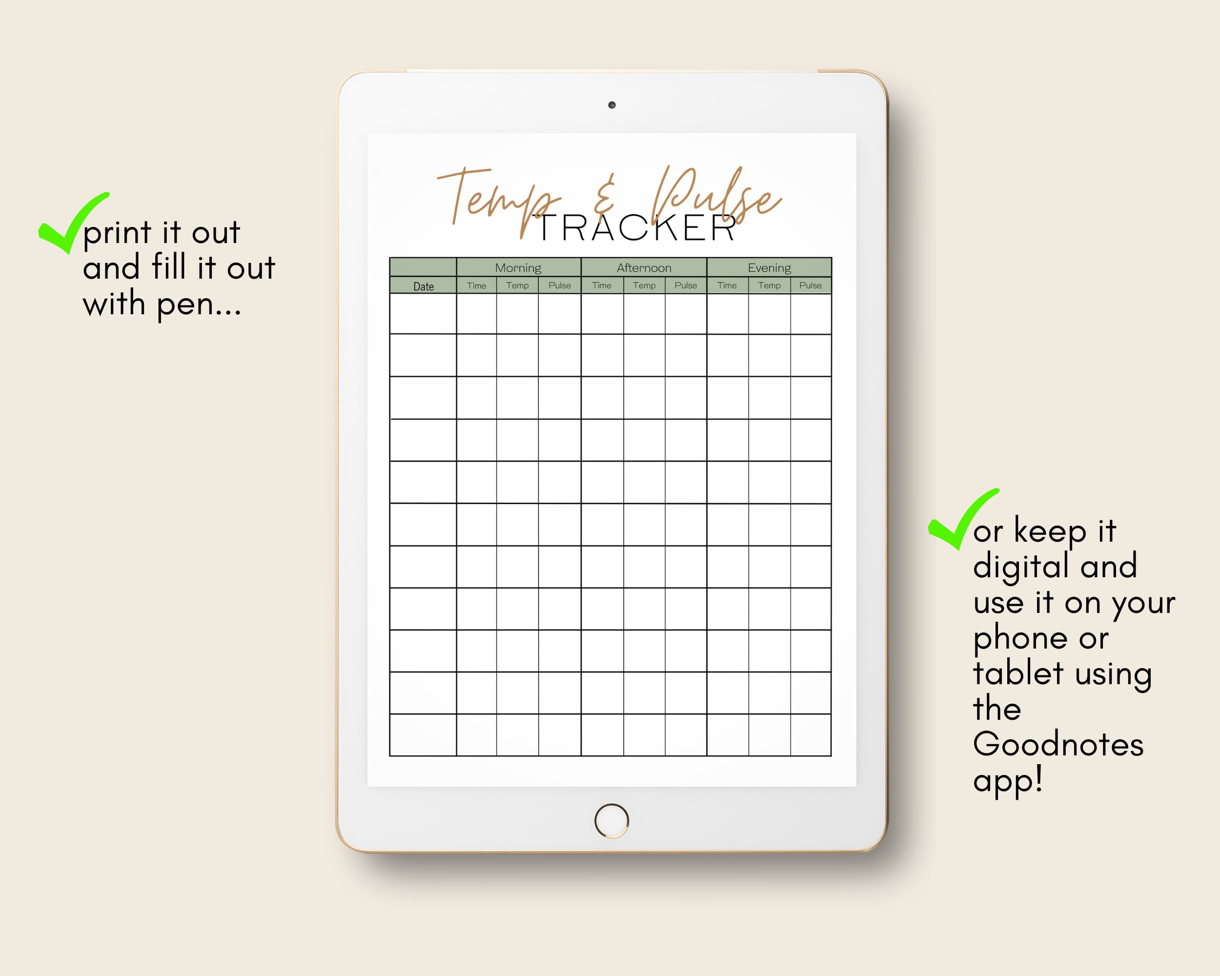 Boho Temp and Pulse Tracker | Printable Metabolism Wellness Tracker | Basal Body Temperature ...