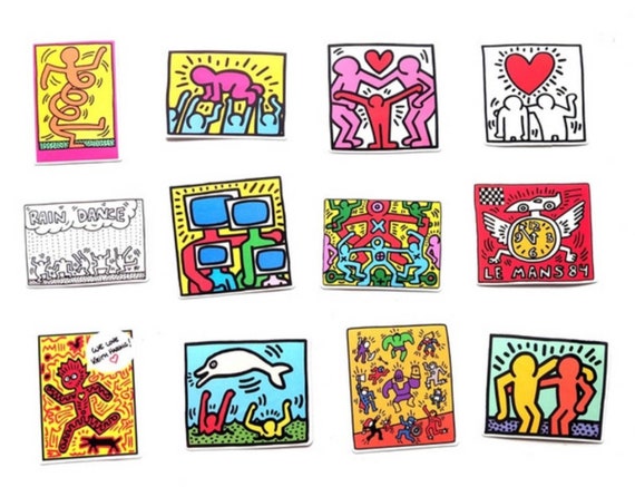LOT OF 50 KEITH HARING ASSORTED GRAFFITI ART STICKERS 