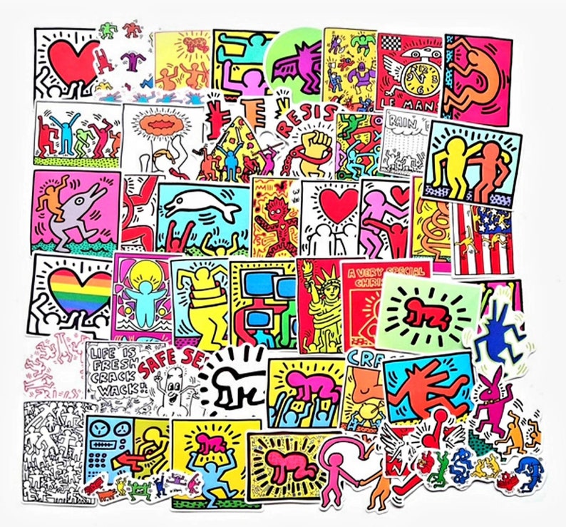 10, 25 or 50 Random Keith Haring Stickers 