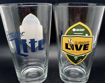 Miller Lite Clubhouse Live Pint Glasses Set of 2