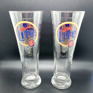 Miller Lite Rusty Wallace Nascar Tall Pint Glasses Set of 2