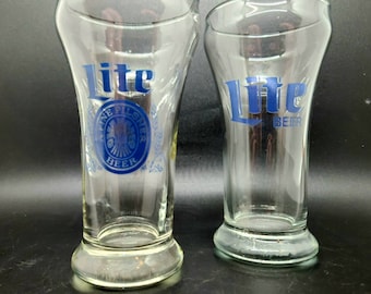 Vintage Miller Lite 8 Ounce Tap Beer Glasses Available Individually or as a Set