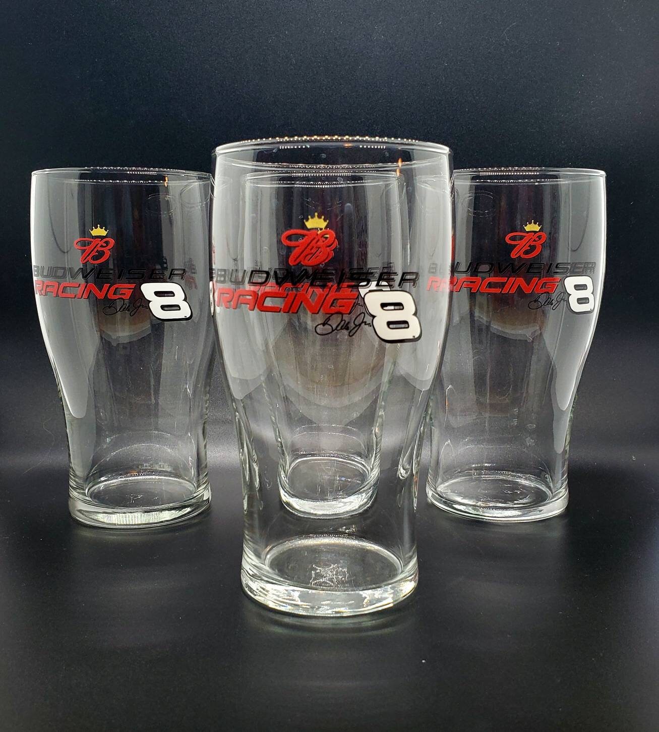 Budweiser Label Glasses Bar Ware Indiana Glass Set of 8 EUC in