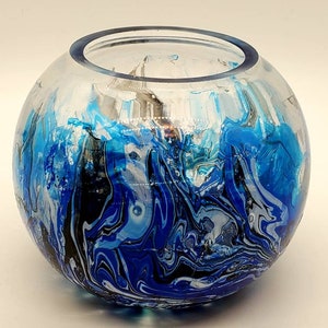 Mad World Marble Hydro Dipped Glass Candle Holder or Vase