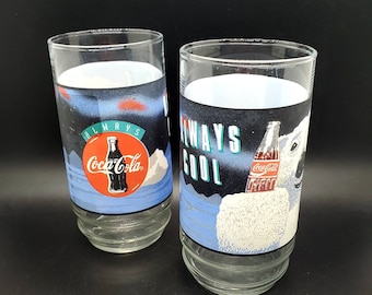 Vintage Coca-Cola Always Cool Polar Bear Pint Glasses Set of 2