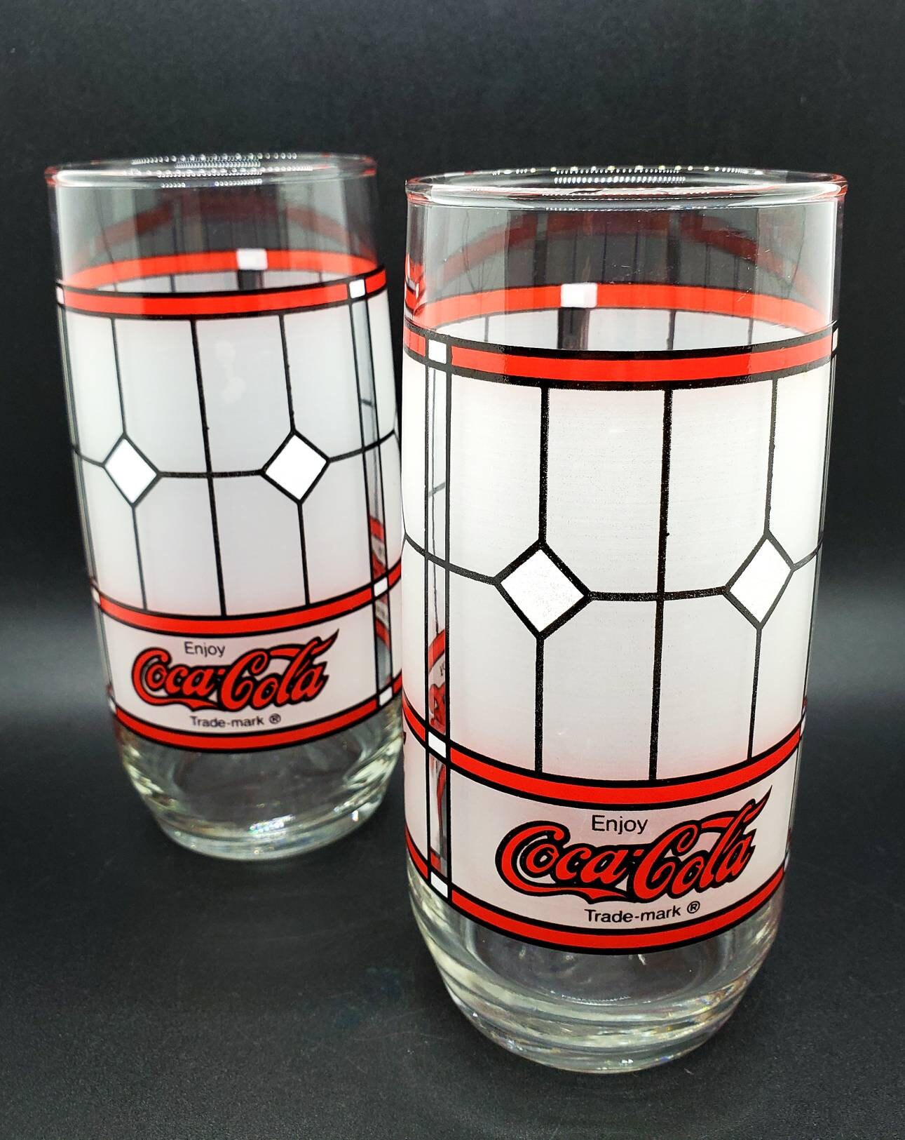 Vintage Libbey Stained Glass Coca Cola 16 Ounce Glasses Set of Etsy