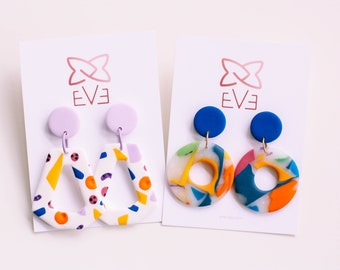 Verrassingsdoos/Twee paar oorbellen/Dangle & Drop studs/Statement oorbellen/Handgemaakt/Polymeerklei/Gratis verzending