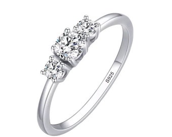 925 Sterling Silver Classic CZ Stackable Ring Gift Fine Jewelry