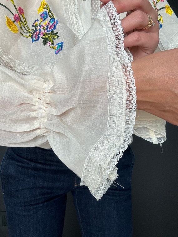Vintage Embroidered Organza Blouse - image 2