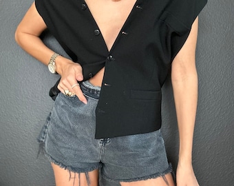 Vintage Pure Wool Unisex Black Vest