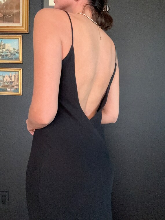 Vintage 90s Open Back Long Black Dress - image 1