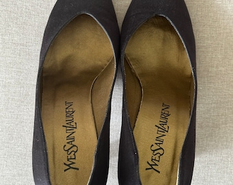 Scarpe vintage in raso nero Yves Saint Laurent anni '90