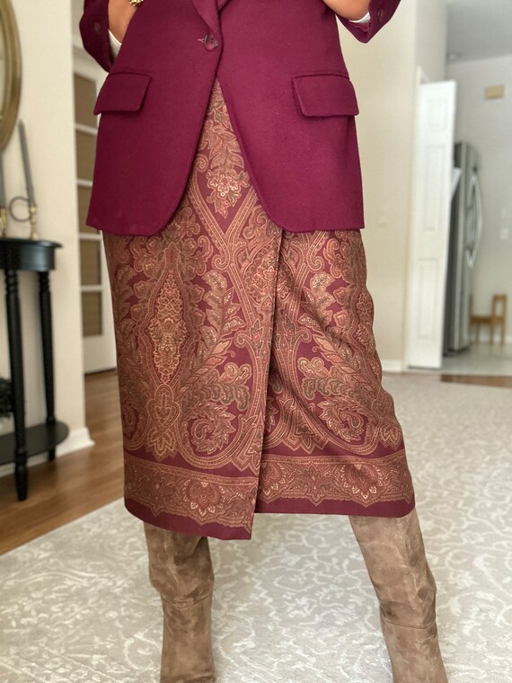 Vintage TALBOTS Wool Blend Burgundy Wrap Skirt