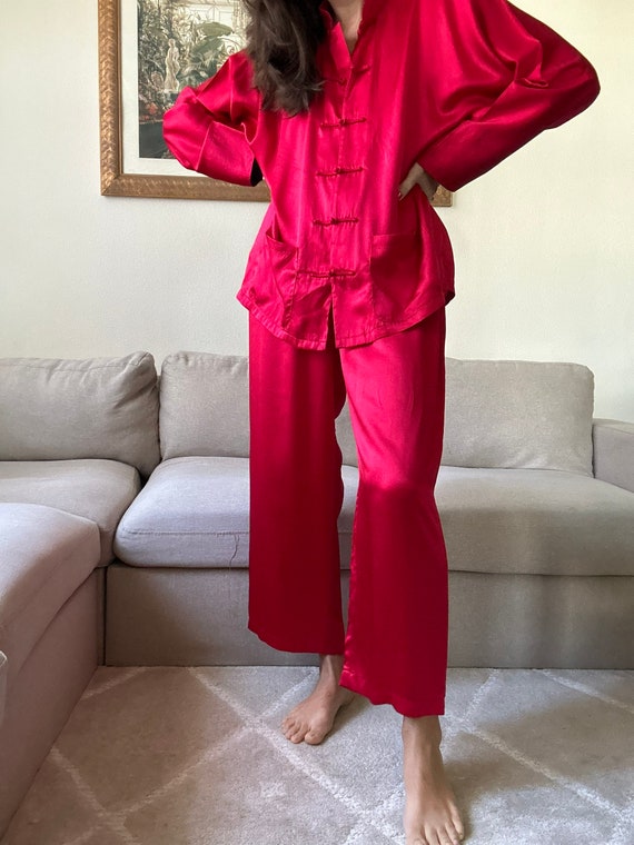 Vintage Pure Silk Red Pajama - image 2