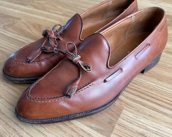 Vintage Polo Ralph Lauren Kiltie Tassel Loafers, Cognac Leather, Bench Made England (Size 10D)