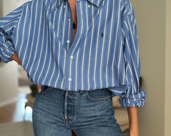 Vintage RALPH LAUREN Striped Blake Cotton Button Down shirt