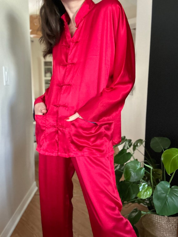 Vintage Pure Silk Red Pajama - image 1