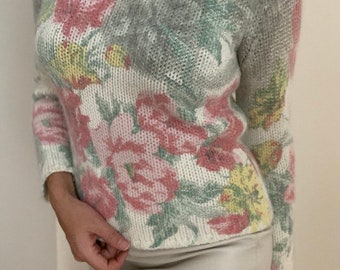 Vintage Angora Blend Floral Print Pullover