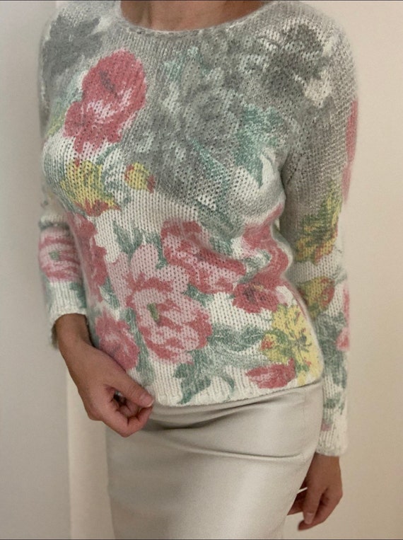 Vintage Angora Blend Floral Print Pullover