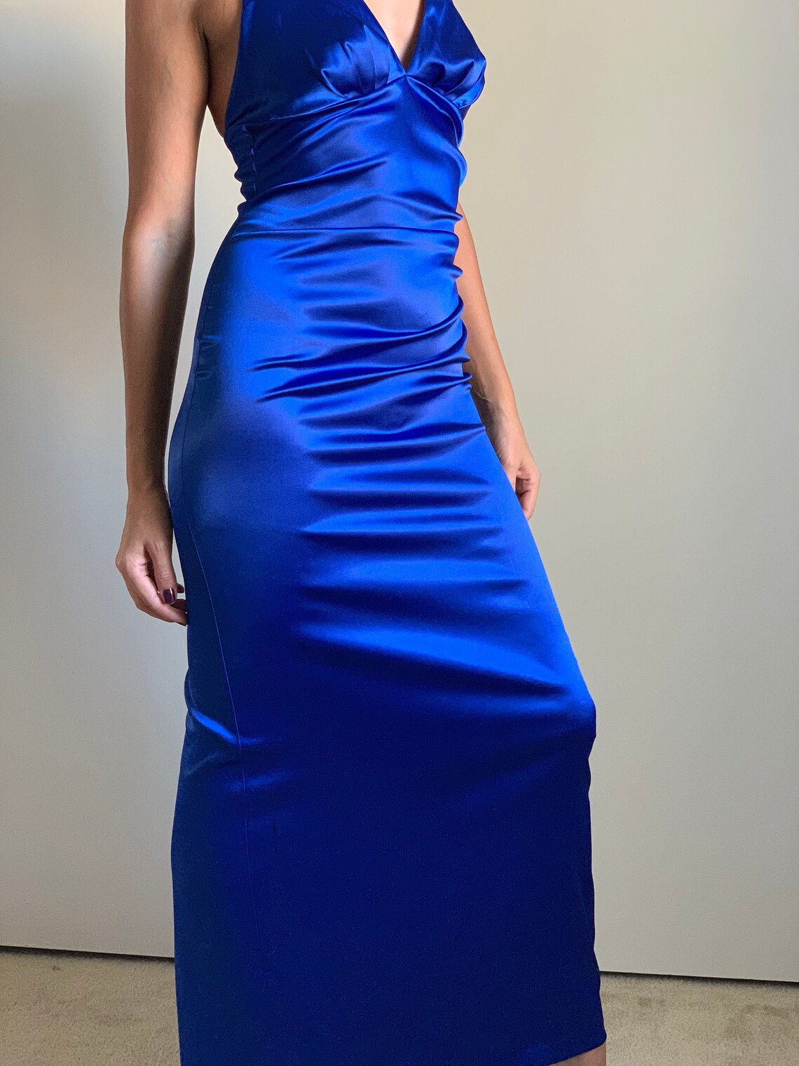 Vintage Y2K Electric Blue Open Back Long Dress Etsy