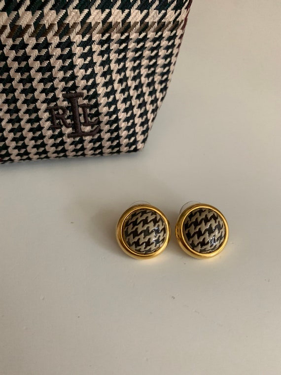 Vintage JOAN RIVERS Houndstooth Print Earrings