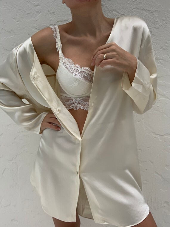 Vintage Pure Silk Pajama Shirt