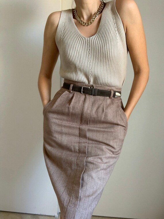 Vintage High Waisted Cotton Pencil Skirt