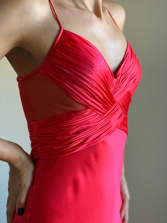 Vintage Pure Silk Red Long Dress