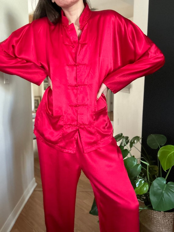 Vintage Pure Silk Red Pajama - image 9