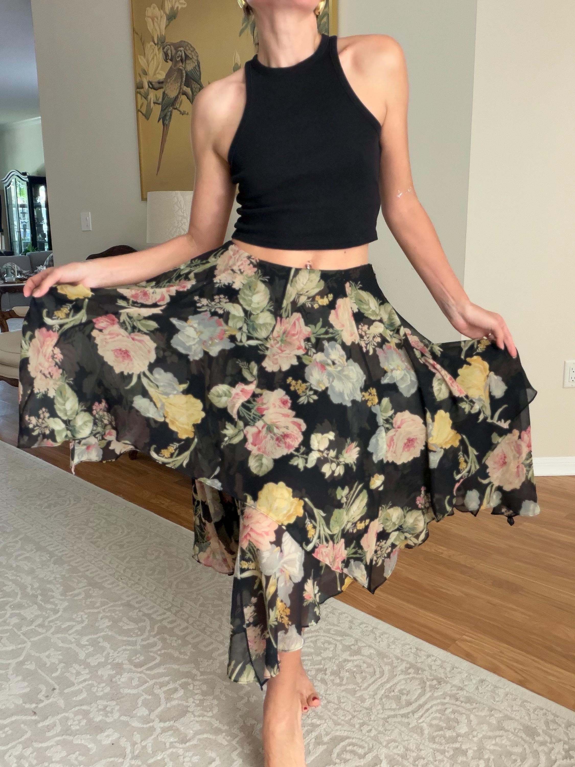 Vintage ralph lauren silk skirt - Etsy 日本
