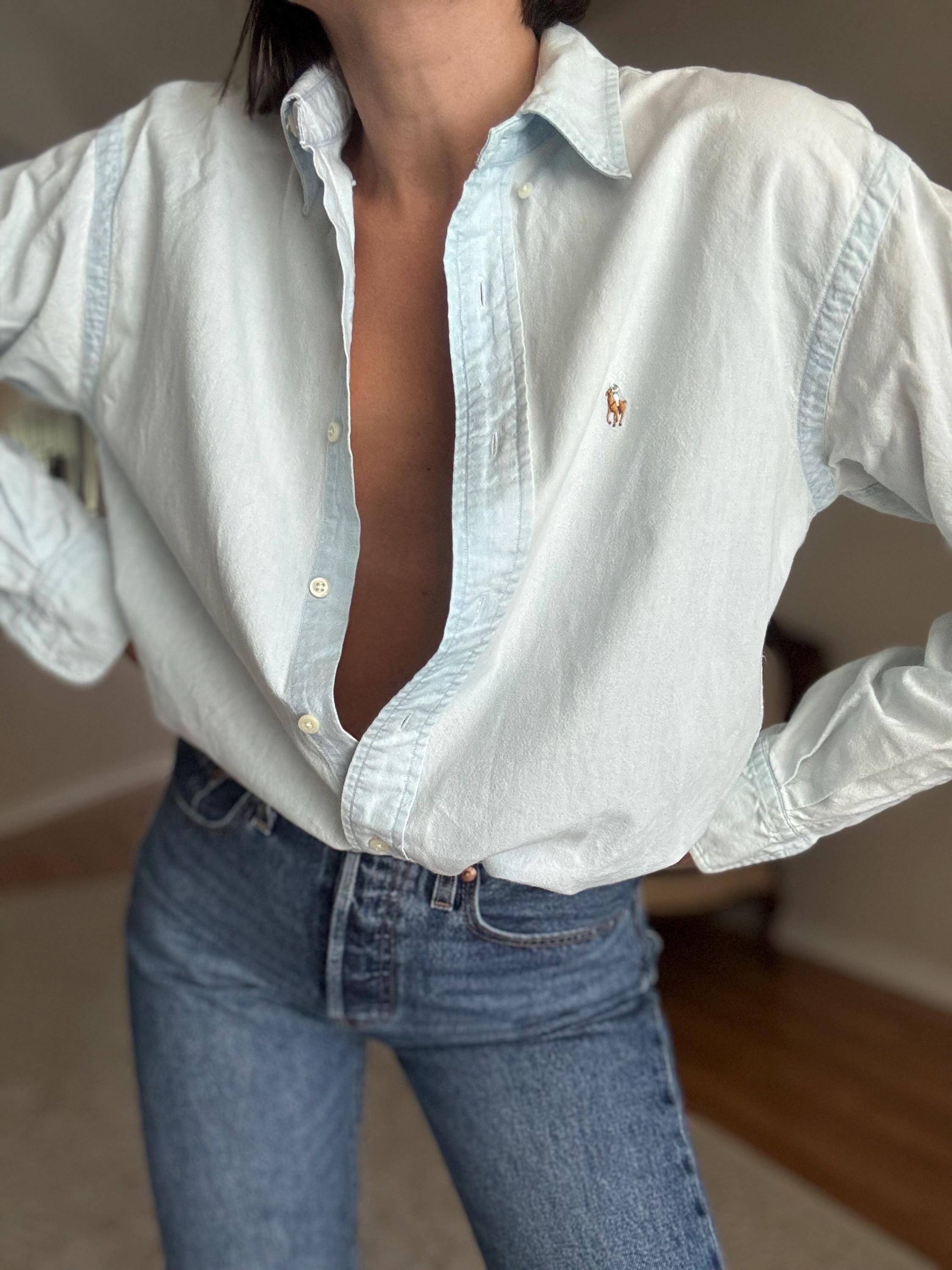 Vintage RALPH LAUREN Light Blue Cotton Button Down Shirt