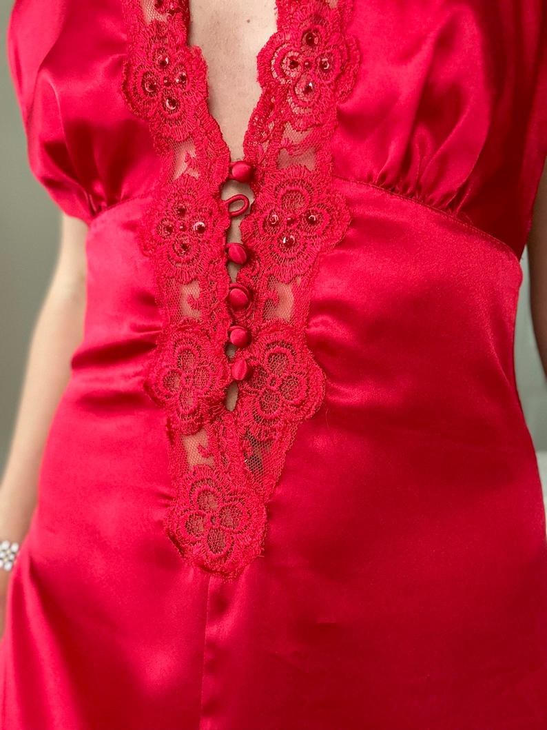 Vintage VICTORIAS SECRET 80s Gold Label Gorgeous Red Lace Open - Etsy