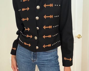 Vintage 90s MV Designs Black Wool Southwestern Jacket